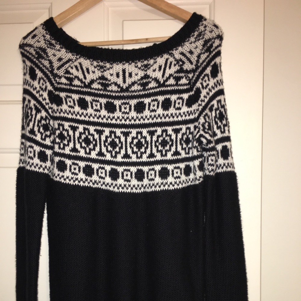 White and black sweater